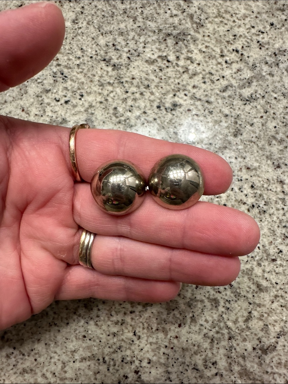 Silver-Tone Double Ball Stud Men’s Cufflinks